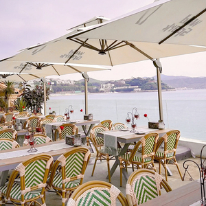 Hiện đại pháp Bistro Đá Cẩm Thạch Bàn ăn mây ghế thoải mái ngoài trời Vườn cà phê cửa hàng khách sạn Hội Trường công viên đồ nội thất - Product Image 6