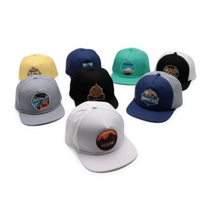 Casquette de camping à 5 panneaux avec visière plate, broderie perforée découpée au laser, votre logo, style hip-hop, corde imperméable personnalisée, fermeture snapback - Product Image 1