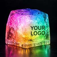 Glaçons LED personnalisés avec logo, cubes lumineux multicolores pour bar, boîte de nuit, cocktail, fête, vente en gros