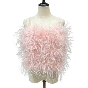 2024 verano moda hombro Correa boda <span class=keywords><strong>chaleco</strong></span> fiesta lujo mullido avestruz pluma <span class=keywords><strong>chaleco</strong></span> Top para mujeres - Product Image 1
