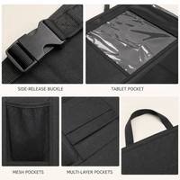 Sac de rangement pour siège arrière de voiture, organisateur multi-poches, support pour tablette et téléphone, poches en filet pour gobelets et bouteilles, voyage en famille, noir