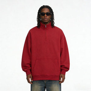 AMCLEVER <span class=keywords><strong>Felpa</strong></span> da <span class=keywords><strong>Uomo</strong></span> con Mezza Zip 230gsm, Tinta Unita, Manica Lunga, Casual, per Palestra e Sport - Product Image 1