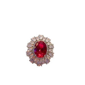 Conjuntos de Joyería Étnica Floral con Colgante de Corazón y Circonita Cúbica Roja Grande de 12*16MM, de Cobre Ecológico, para Novias y Fiestas, Venta al por Mayor - Product Image 2