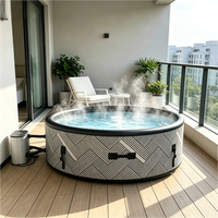 Spa gonflable portable pour 2 à 4 personnes, spa extérieur prêt à l'emploi avec chauffe-eau et couverture