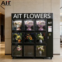 Distributeur automatique de fleurs AIT 24h/24, de petite et moyenne taille, avec compartiments de stockage, écran tactile et refroidissement par compresseur