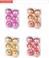 Usine Jintai prix de gros fait nouveau design 6cm 6 pièces ensemble de boules d'arbre de Noël rondes incassables en plastique dans une boîte en PVC