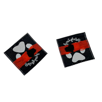 Étiquettes tissées personnalisées pour vêtements pour animaux de compagnie, 2,5 cm, nœud carré, logo cercle 'Grand Intestin', étiquettes de couture
