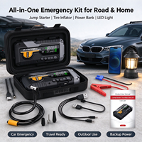 Démarreur de voiture avec compresseur d'air 12V, booster de batterie portable, gonfleur de pneus 150 PSI, batterie externe, lampe de secours LED