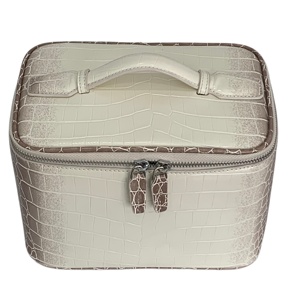 Petite trousse de maquillage en cuir PU pour femme, véritable trousse à cosmétiques en cuir de crocodile de l'Himalaya, collection peau de crocodile, pochette durable avec fermeture éclair en crocodile - Product Image 4