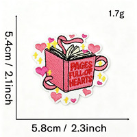 Patchs thermocollants brodés en forme de canard rose mignon lisant un livre en forme de cœur pour la Saint-Valentin, décoration DIY pour vêtements