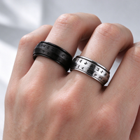 Nouvelle bague de mode rétro nordique Viking à double couche rotative en acier inoxydable avec gravure de runes pour hommes, bague anti-anxiété, bijoux