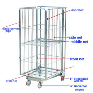 Chariot à <span class=keywords><strong>cage</strong></span> en métal à usage moyen 710x800xH1800 avec roues pour blanchisserie hôpital et entrepôt - Product Image 4