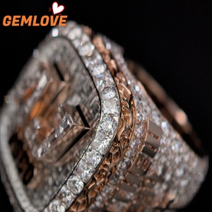 แหวนเพชรทองคำ 18K สำหรับผู้ชาย GEMLOVE แหวนชุบทองคำสีกุหลาบ ประดับตัวอักษร เครื่องประดับฮิปฮอป - Product Image 5