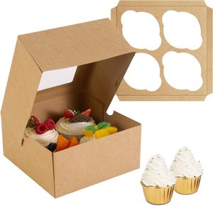 Scatole per Biscotti da Forno <span class=keywords><strong>con</strong></span> Finestra, Scatole in Carta Kraft per Cupcake, Dolci e Prodotti da Forno - Product Image 1