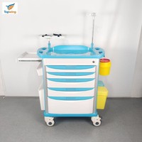 Chariot d'urgence médical professionnel moderne en ABS et aluminium, chariot de secours, mobilier hospitalier, chariot de gymnastique à 5 tiroirs pour USI