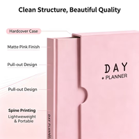 Livre de journal à couverture rigide avec logo imprimé personnalisé rose, carnet de notes de couleur personnalisé, agenda quotidien, hebdomadaire et mensuel, boîte à feuillets