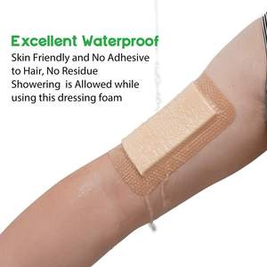 BLUENJOY Produit de <span class=keywords><strong>pansement</strong></span> en mousse pour soins des plaies par brûlures de qualité médicale Pansements en mousse de <span class=keywords><strong>silicone</strong></span> auto-adhésifs bordés à haute absorption - Product Image 4