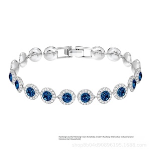 Parure de bijoux Shijia Roman Série Una en alliage, collier, bracelet et boucles d'oreilles incrustés de cristaux ronds étincelants, collection de niche - Product Image 6