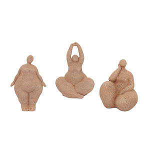 樹脂製の斑点のある座っている人間像 - シンプルな抽象的な太った女性のヨガ装飾、デスクトップやヨガホール用 - Product Image 5