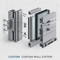 Sistem Dinding Tirai Unitisasi Kustom OEM Panel Paduan Aluminium Fasad Kaca untuk Gedung Bertingkat Tinggi