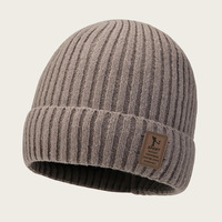 Bonnet d'hiver décontracté pour homme, chaud, épais, en acrylique tricoté, doublé polaire, ajustable, anti-froid, avec broderie
