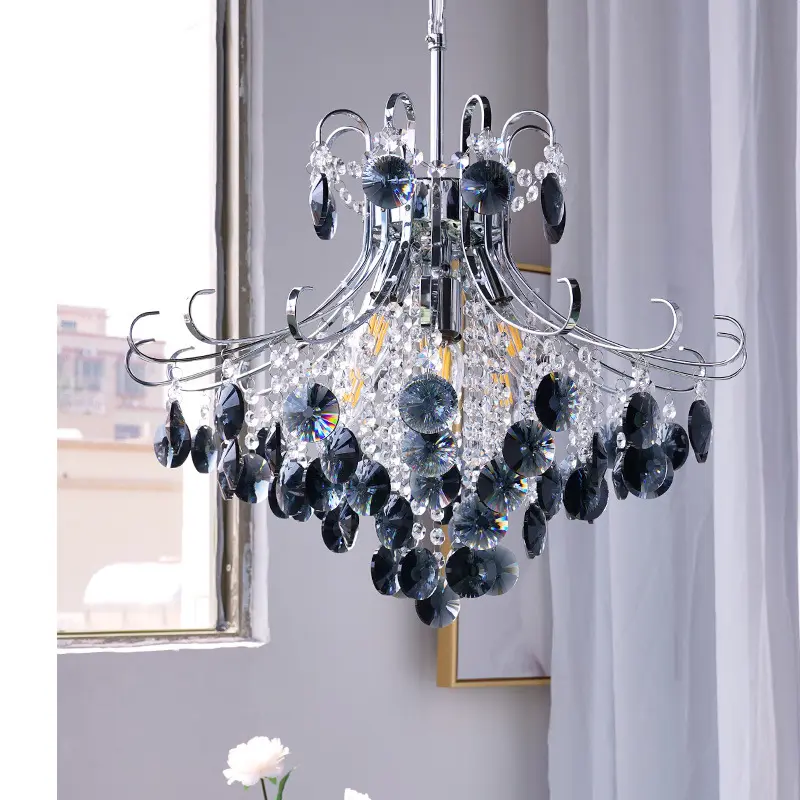 Purple/smoky gray crystal chandelier luxury chandelier ceiling room duplex restaurant staircase lighting fixtures