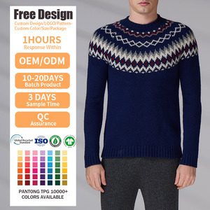 Knitwear Manufacturer Vintage Knitted Pullover Winter Autumn Long Sleeve <b>Argyle</b> Wool Jumper Custom Men <b>Sweater</b> - Product Image 1