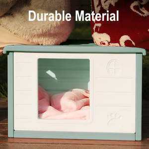 Kunststoff wasserdichtes Katzen haus Outdoor Indoor, wetterfester irdischer streunender Katzen hundeschutz mit Lüftungs schlitzen, Bett matte - Product Image 5