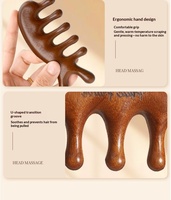 Peigne de massage du cuir chevelu en bois personnalisé avec logo, masseur du cuir chevelu en bois de santal, brosse Gua Sha en bois pour femmes et hommes