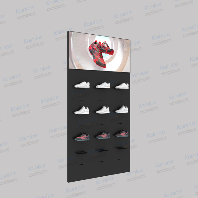 For Customized Smart Wall Hovering Portable Metal Pegboard Shoe Stackable Display Stand for Stores