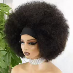 Promotion Letsfly Bouncy Loose Headband Bob <b>Wigs</b> 100% Human Hair Loose Body Machine Made Natural Hair <b>Wigs</b> Factory Sales <b>Afro</b> - Product Image 4