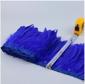 Bordures en plumes d'oie naturelles <span class=keywords><strong>pas</strong></span> chères pour costumes, franges en plumes d'oie teintes vert foncé pour jupes avec ruban de <span class=keywords><strong>satin</strong></span> - Product Image 4