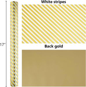 High end white background gold stripe aluminum coated gift <b>wrapping</b> <b>paper</b> suitable for Valentines Day birthday and <b>wedding</b> - Product Image 6