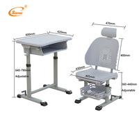 Ensemble de bureau et chaises modernes, réglables, durables et écologiques avec tiroir pour les élèves du primaire