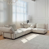 Ensemble de canapés de bureau en tissu de style minimaliste italien luxueux, avec coussinets en éponge et housse amovible lavable, en forme de L, pour un confort optimal dans le salon