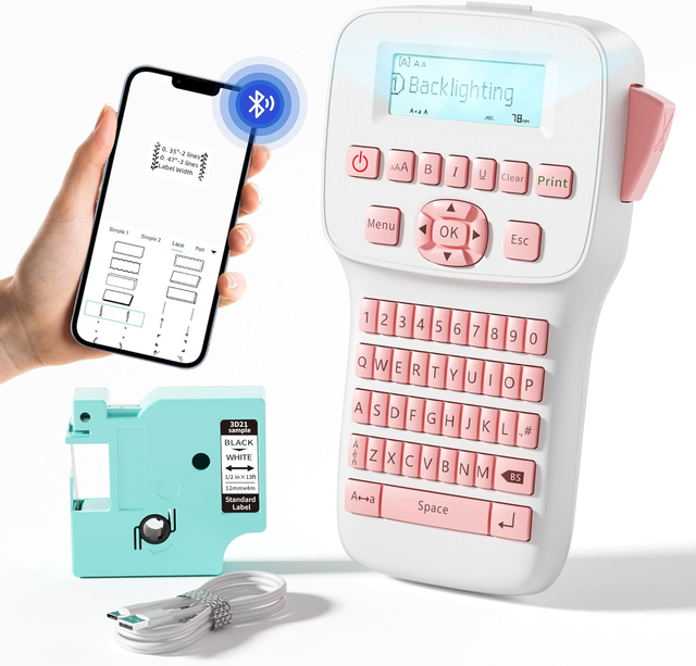 Industrial Label Printer LM1600 Handheld Label Maker Machine Heat Shrink Tube Printer for Wrapping Cabel/Home Organization