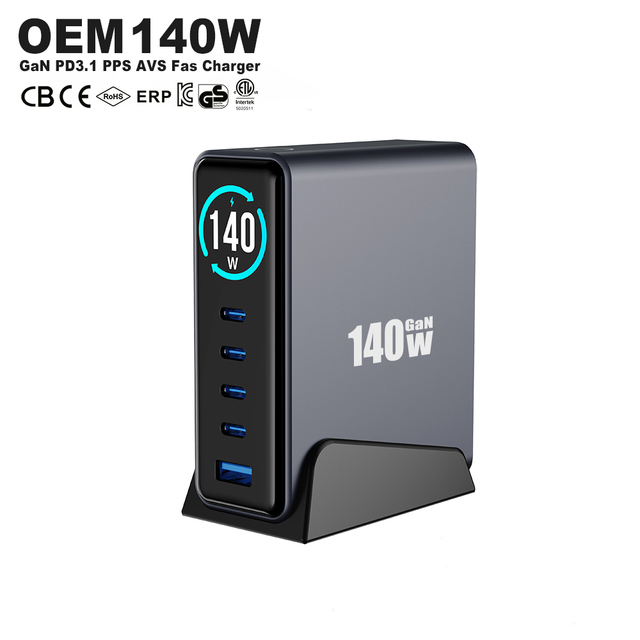 Laptop 140W Usb c Charger Smart Fast Charge Mobile Phone Universal Type c Charger Adapter PD3.1 Display Gan 140w Fast Charger