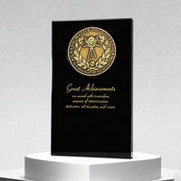 Noble Awards Cristal noir avec médaille personnalisée personnalisée trophée intégré Plaque d'artisanat à la main