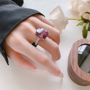 Fashion Jewelry Eco-friendly Copper 16*16MM Big Red Cubic Zirconia <b>Adjustable</b> Flower Open <b>Adjustable</b> <b>Ring</b> for Refined Everyday - Product Image 6
