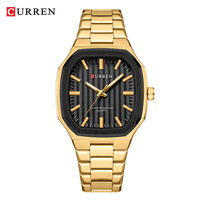 Montre à quartz pour homme CURREN 8458, boîtier en alliage, bracelet en acier inoxydable, étanche 30 m, style business, cadran carré, affichage analogique, boîte