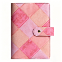 Organiseur de budget A6 en cuir patchwork avec fermoirs magnétiques, pochettes zippées, journal de budget avec enveloppes pour espèces, journal à feuilles mobiles