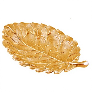 Custom Large Size <b>Gold</b> Leaf Aluminium <b>Tray</b> Set Modern Designer Muffin & Tea/Coffee <b>Serving</b> <b>Tray</b> with Antique Look Market Price - Product Image 1
