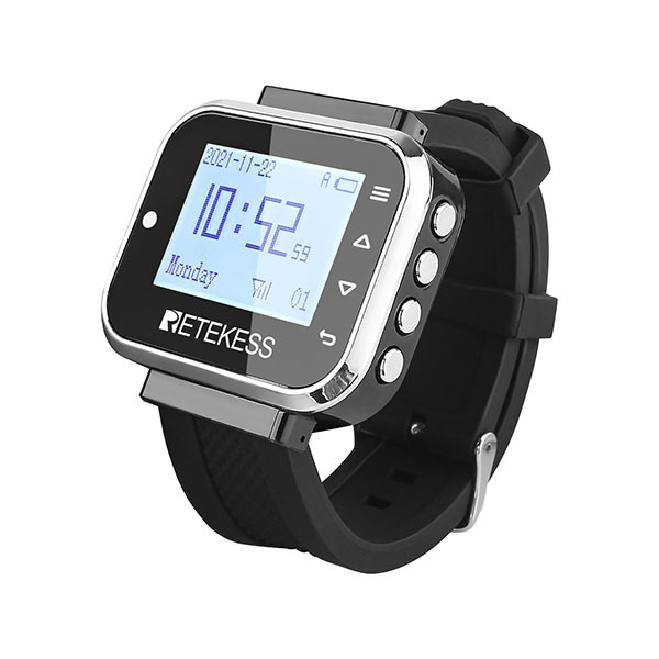 LCD Screen Seven Languages (EN/RU/PT/FR/DE/ES/IT) Wireless Watch Pager Receiver Retekess TD110