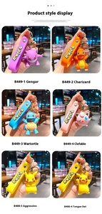Lot de 100 porte-clés en silicone Pikachu Pokémon en forme de dessin animé, pendentifs clés, porte-clés poupée fantôme, petit cadeau en gros - Product Image 4