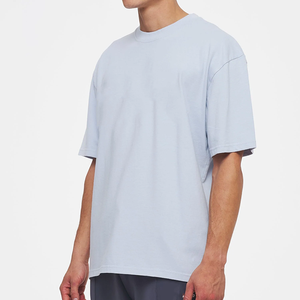 T-shirts Homme Streetwear Décontracté en Gros, Coupe Boxy, Col Rond, Coton Lourd, Épaules Tombantes, Oversize, Modèle Uni - Product Image 2