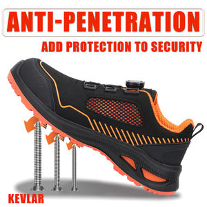 JIANKUN-Chaussures de sécurité unisexes en cuir de vachette, style suédé, antidérapantes, semelle extérieure enfichable, anti-écrasement/crevaison, embout en acier - Product Image 2