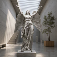 Ensemble d'art mural personnalisé avec sculpture d'ange à caractères grecs religieux et détails gravés pour statue en marbre de parc