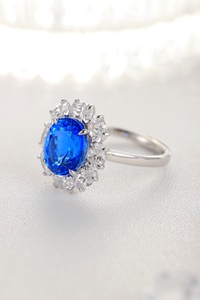 Joyería personalizada mujeres diamante anillo de bodas corte ovalado plata 925 Anillos de Compromiso de plata - Product Image 3