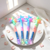 Bâton lumineux LED flocon de neige bleu clignotant en fibre optique, bâton lumineux de fête en plastique, cadeau de fête princesse pour Noël