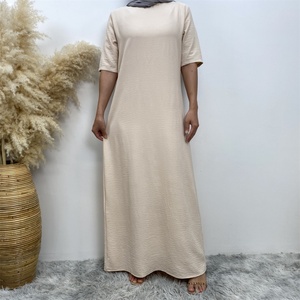 Short Sleeves Slip <b>Dress</b> Muslim Women Basic Inner <b>Dresses</b> with Back Zipper (6722) - Product Image 4